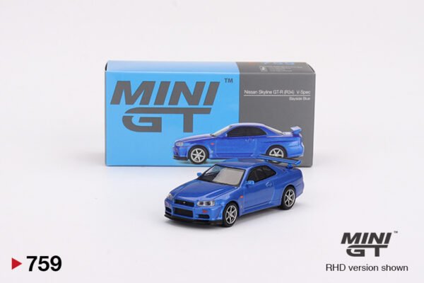 MINIGT 759 - Nissan Skyline GT-R (R34) V-Spec Bayside Blue